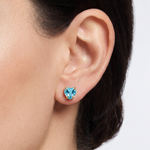 14K Gold Heart Shape Aquamarine Earrings 66740
