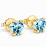 14K Gold Heart Shape Aquamarine Earrings 66740