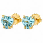 14K Gold Heart Shape Aquamarine Earrings 66740