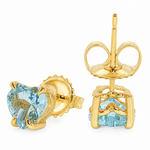 14K Gold Heart Shape Aquamarine Earrings 66740