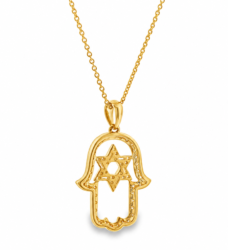 14K Gold Heavenly Star Hamsa Pendant, view 5
