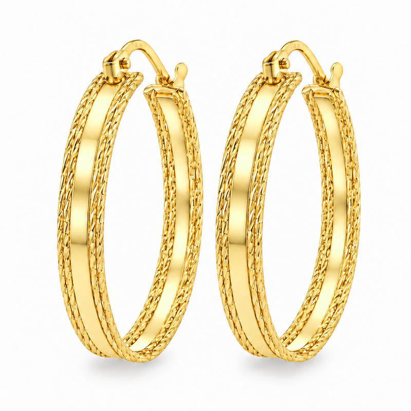 14K Gold Hoop Earrings 20mm 69926