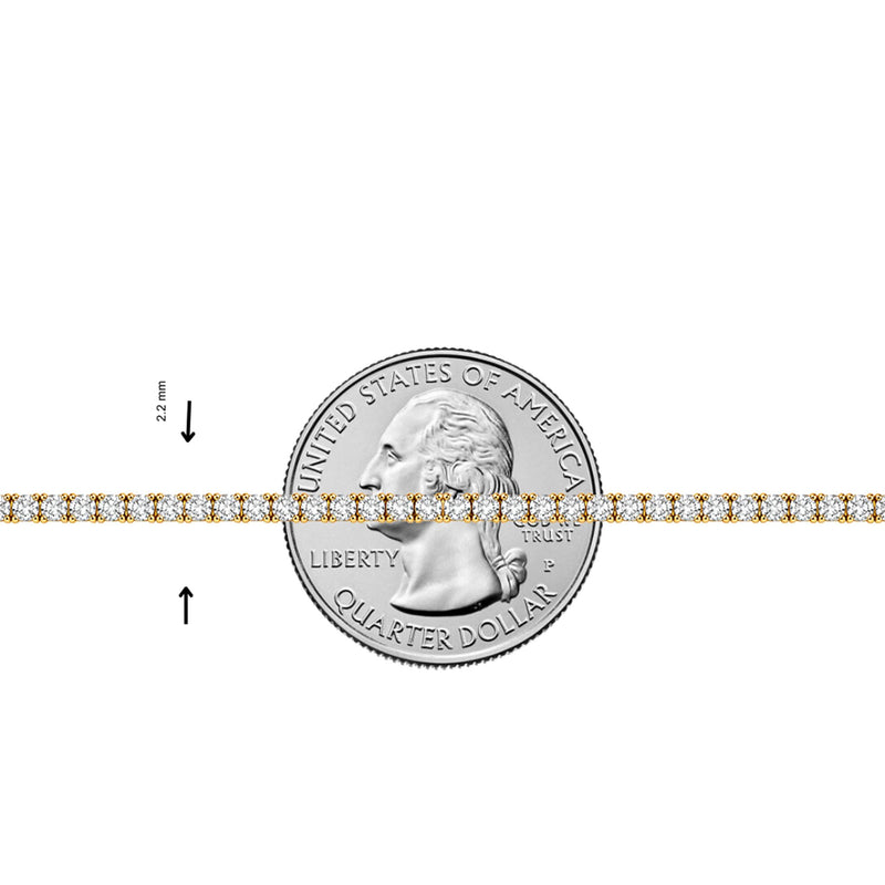 14K Gold Lab-Grown Diamond Tennis Chain 22 Inches 2.2 mm, view 9