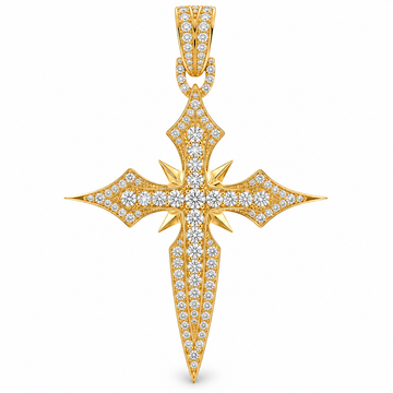 14K Gold Majestic Faith Diamond Cross Pendant