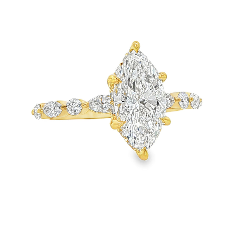 14K Gold Marquise Lab-Grown Diamond Engagement Ring 1.50 CT, view 5