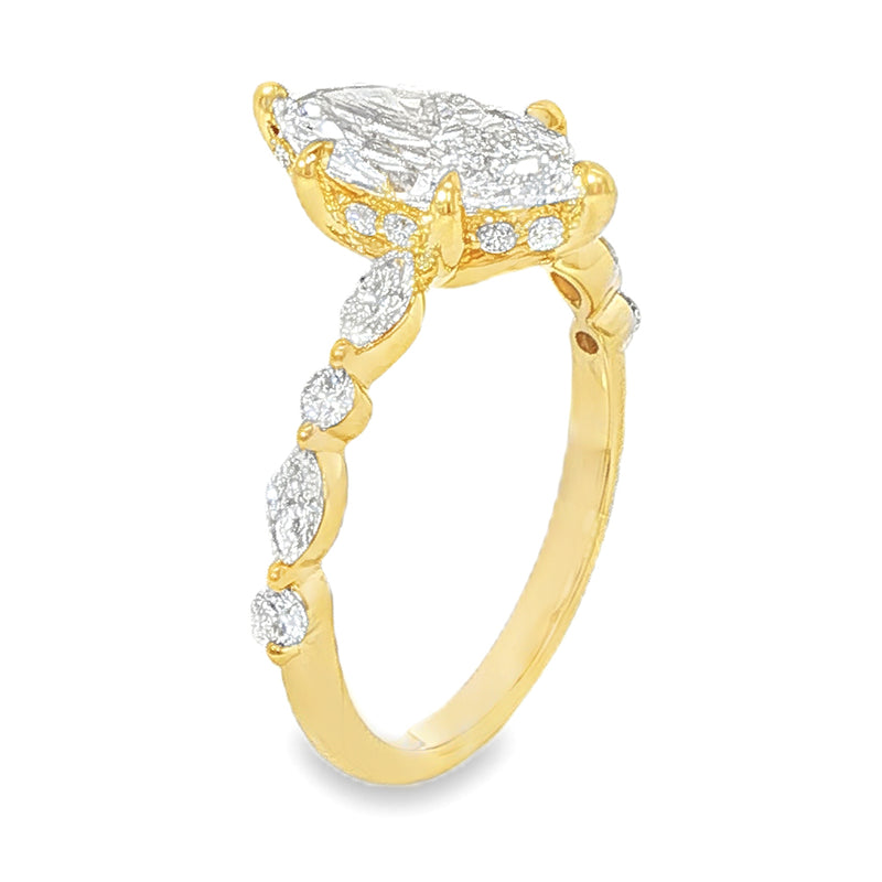 14K Gold Marquise Lab-Grown Diamond Engagement Ring 1.50 CT, view 7