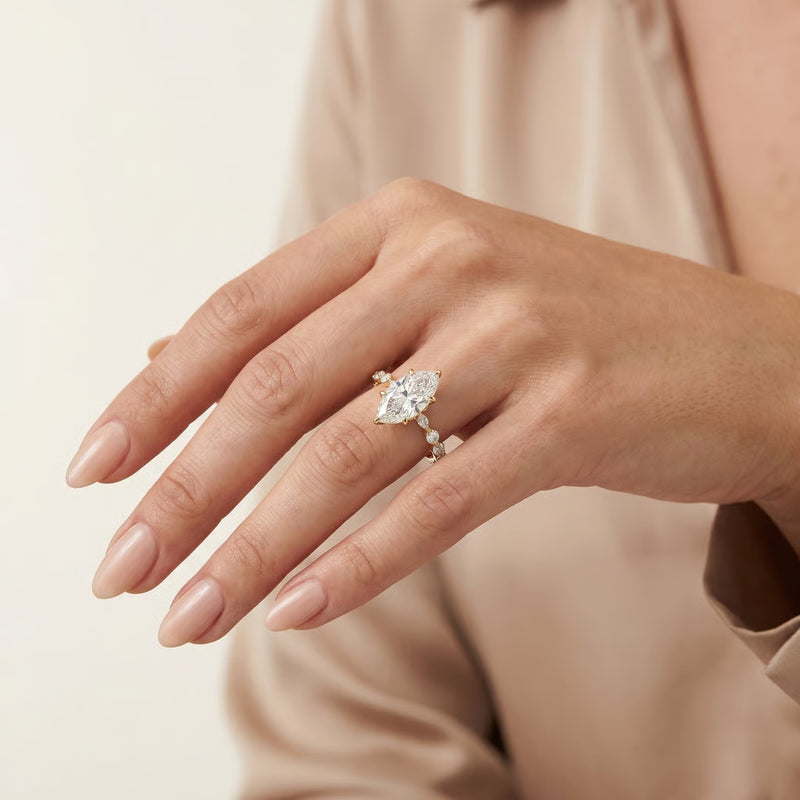 14K Gold Marquise Lab-Grown Diamond Engagement Ring 2.50 CT, view 7