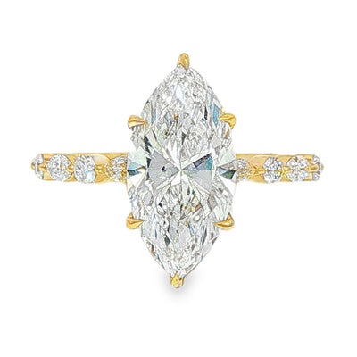 14K Gold Marquise Lab-Grown Diamond Engagement Ring 3 CT