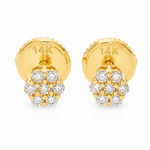 14K Gold Mini Diamond Flower Stud Earrings 65956