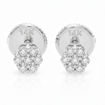 14K Gold Mini Diamond Flower Stud Earrings 65956