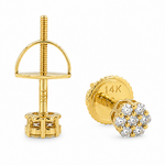 14K Gold Mini Diamond Flower Stud Earrings 65956
