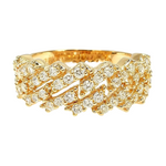 14K Gold One Row Diamond Cuban Link Ring 65971
