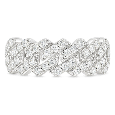 14K Gold One Row Diamond Cuban Link Ring