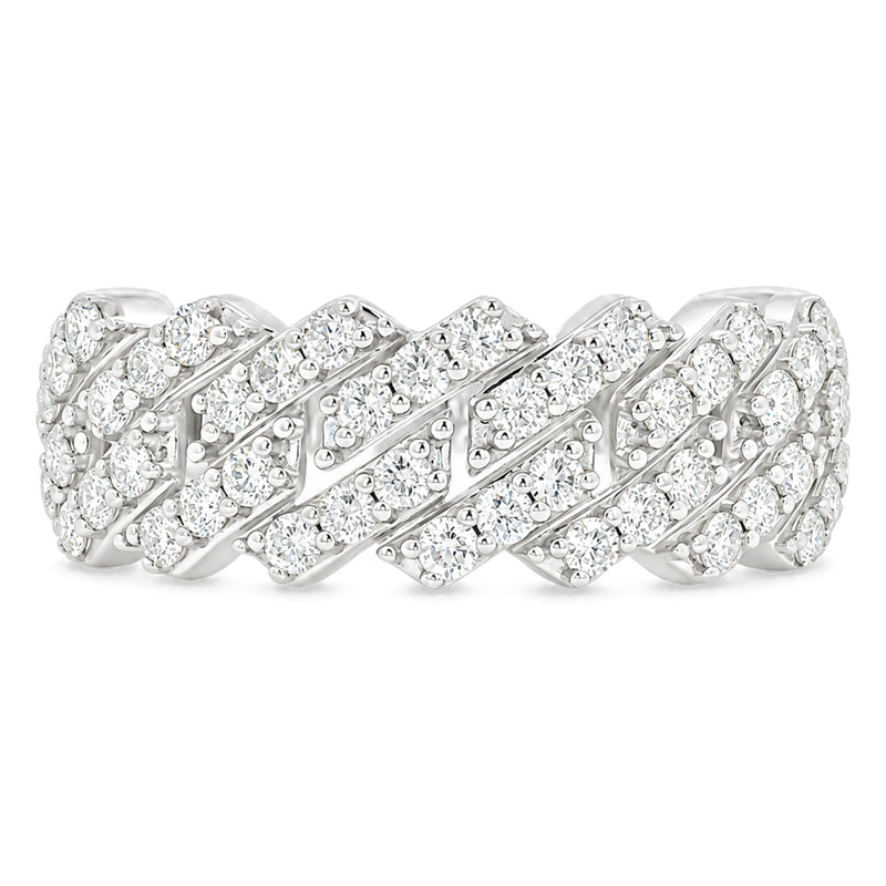 14K Gold One Row Diamond Cuban Link Ring, view 2