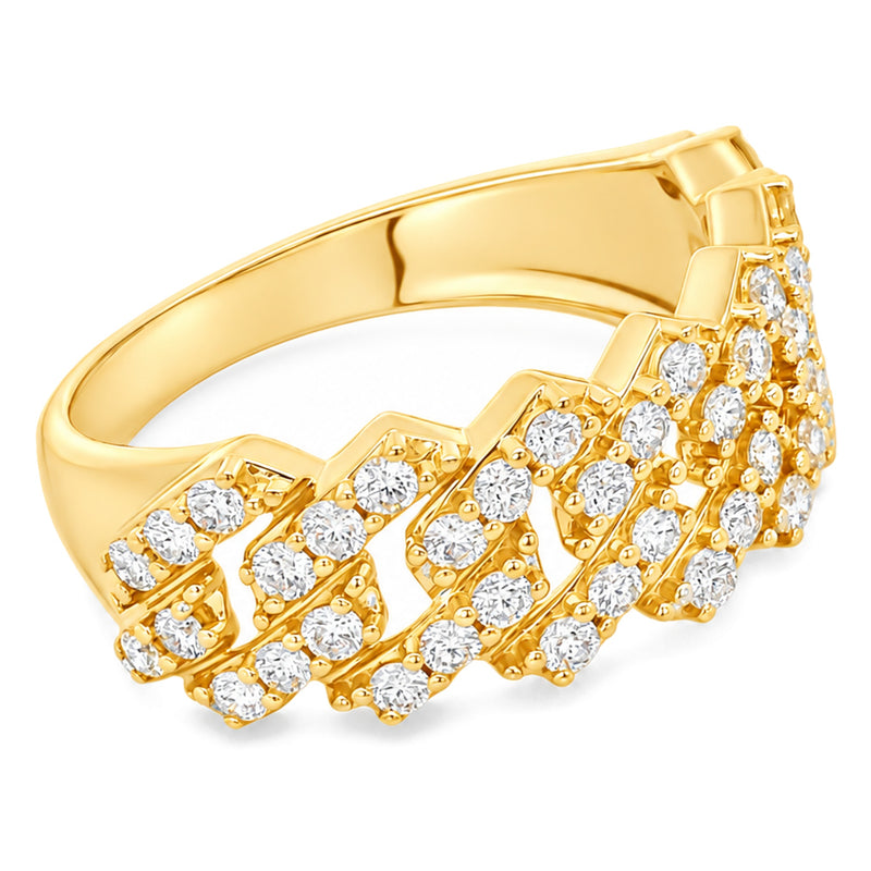 14K Gold One Row Diamond Cuban Link Ring, view 4