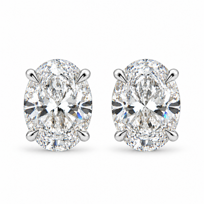 14K Gold Oval Shape Lab-Grown Diamond Earrings 4 Ct, view 2