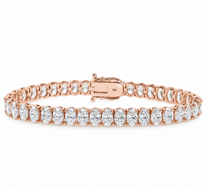 14K Gold Oval Shape Lab-Grown Diamond Tennis Bracelet, view 3