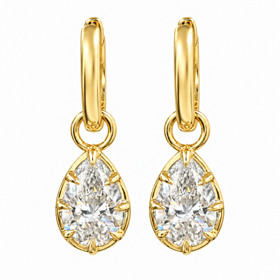14K Gold Pear Shape Convertible Hoops 71823