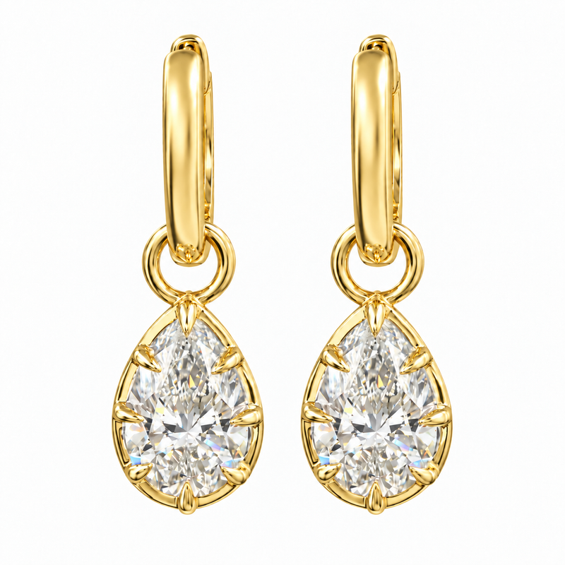 14K Gold Pear Shape Convertible Hoops 71823