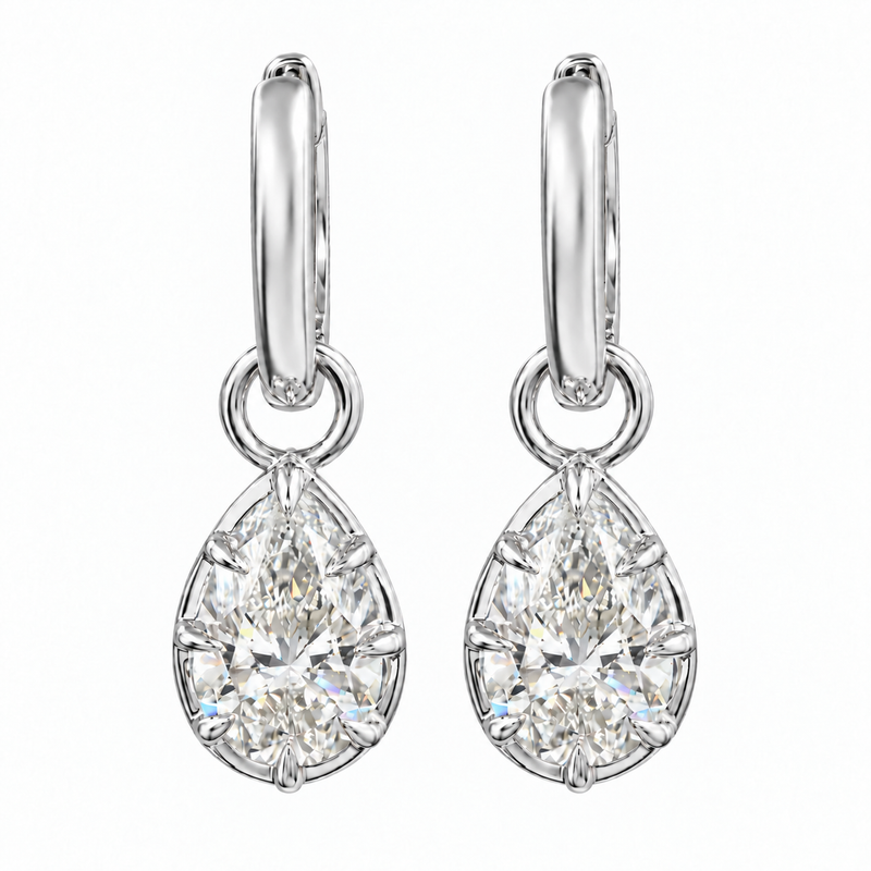 14K Gold Pear Shape Convertible Hoops 71823