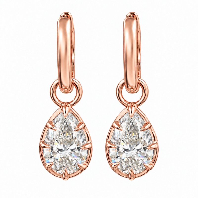 14K Gold Pear Shape Convertible Hoops 71823