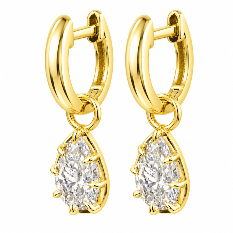 14K Gold Pear Shape Convertible Hoops 71823