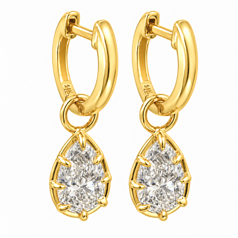 14K Gold Pear Shape Convertible Hoops 71823