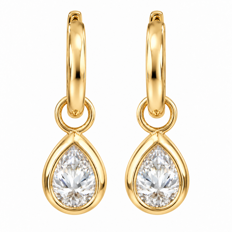 14K Gold Pear Shape Convertible Hoops 71823
