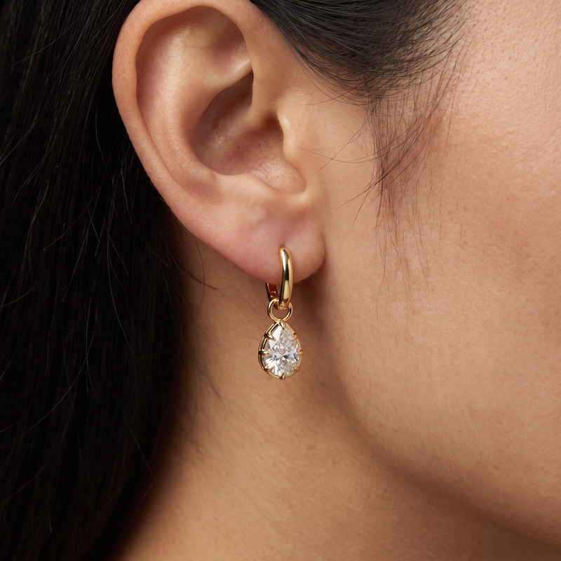 14K Gold Pear Shape Convertible Hoops 71823