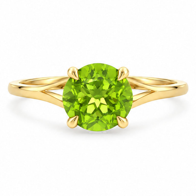 14K Gold Peridot Solitaire Engagement Ring
