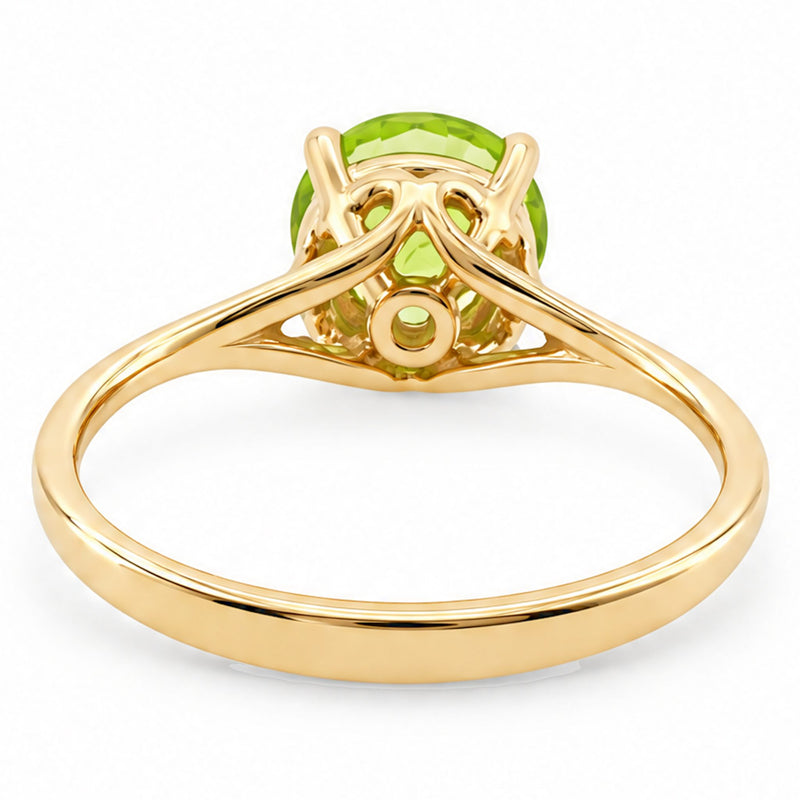 14K Gold Peridot Solitaire Engagement Ring, view 10