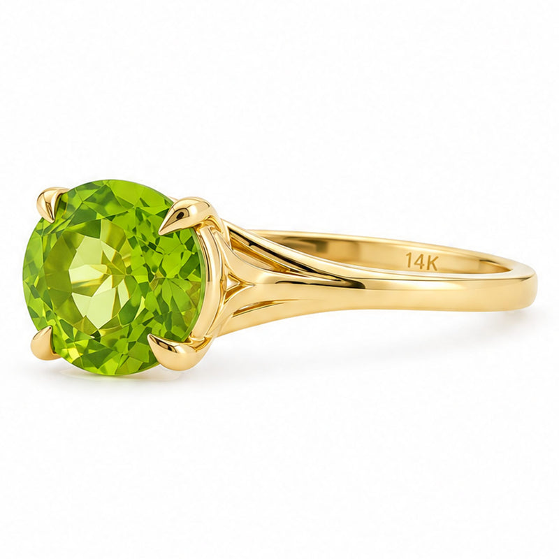 14K Gold Peridot Solitaire Engagement Ring, view 5