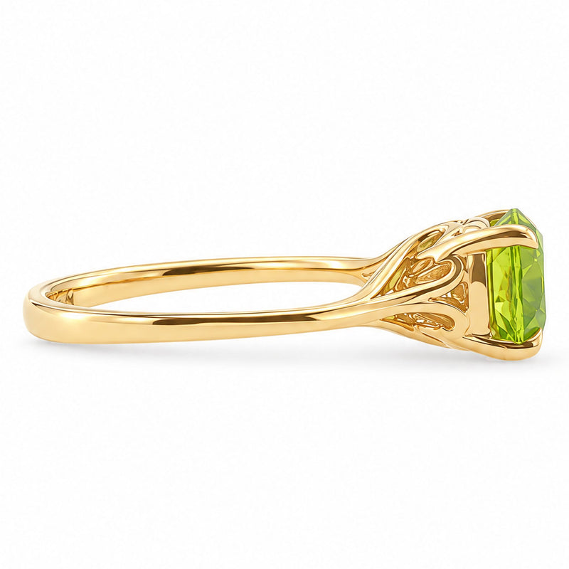 14K Gold Peridot Solitaire Engagement Ring, view 6