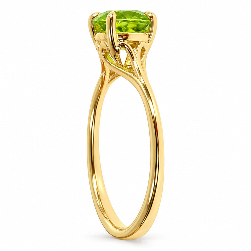 14K Gold Peridot Solitaire Engagement Ring, view 8