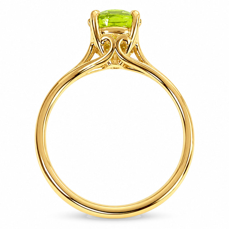 14K Gold Peridot Solitaire Engagement Ring, view 9