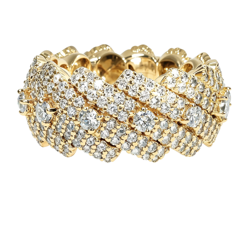 14K Gold Prong Rised Diamond Miami Cuban Ring 66670