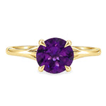 14K Gold Purple Amethyst Solitaire Engagement Ring