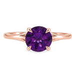14K Gold Purple Amethyst Solitaire Engagement Ring, view 2