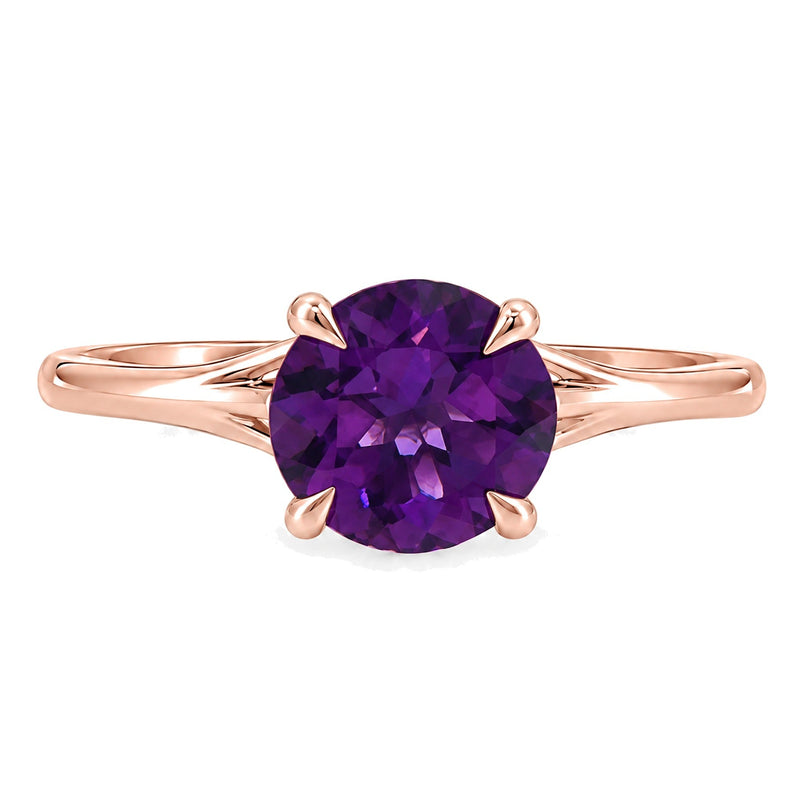 14K Gold Purple Amethyst Solitaire Engagement Ring, view 2