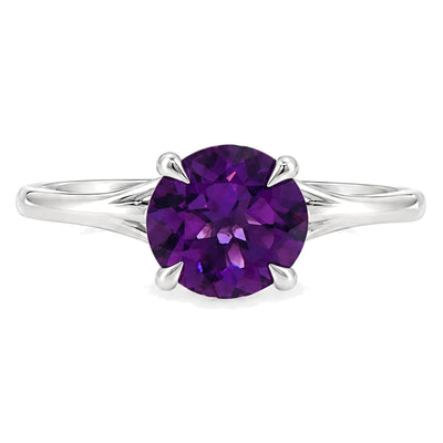 14K Gold Purple Amethyst Solitaire Engagement Ring, view 3