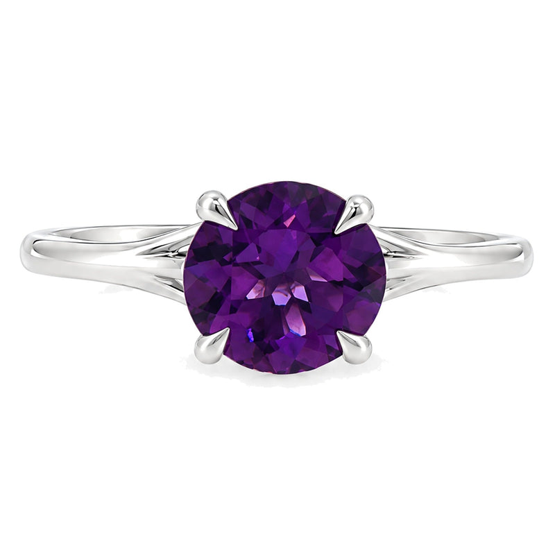14K Gold Purple Amethyst Solitaire Engagement Ring, view 3