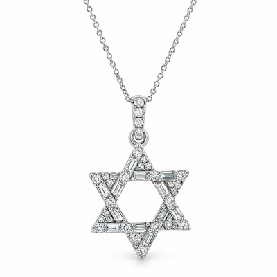 14K Gold Rotated Radiance David Star Necklace