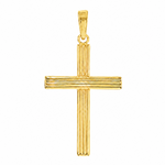 14K Gold Sacred Grooved Cross Pendant 71786
