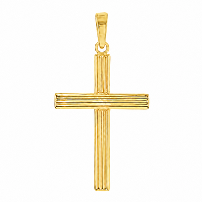 14K Gold Sacred Grooved Cross Pendant 71786