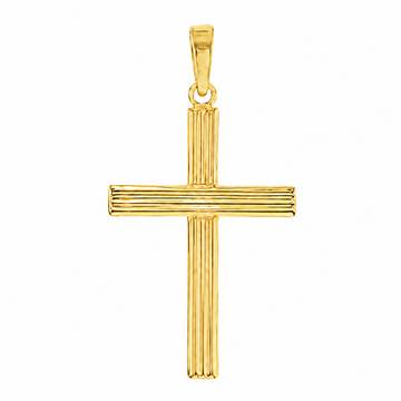 14K Gold Sacred Grooved Cross Pendant