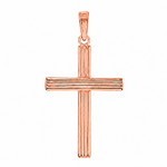 14K Gold Sacred Grooved Cross Pendant 71786