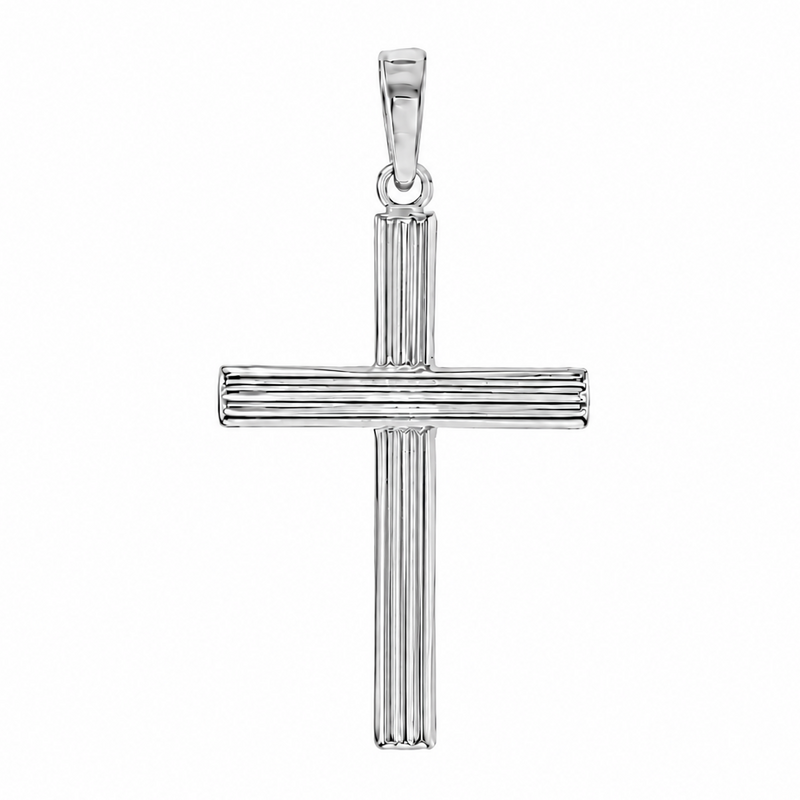 14K Gold Sacred Grooved Cross Pendant 71786