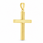 14K Gold Sacred Grooved Cross Pendant 71786