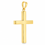 14K Gold Sacred Grooved Cross Pendant 71786