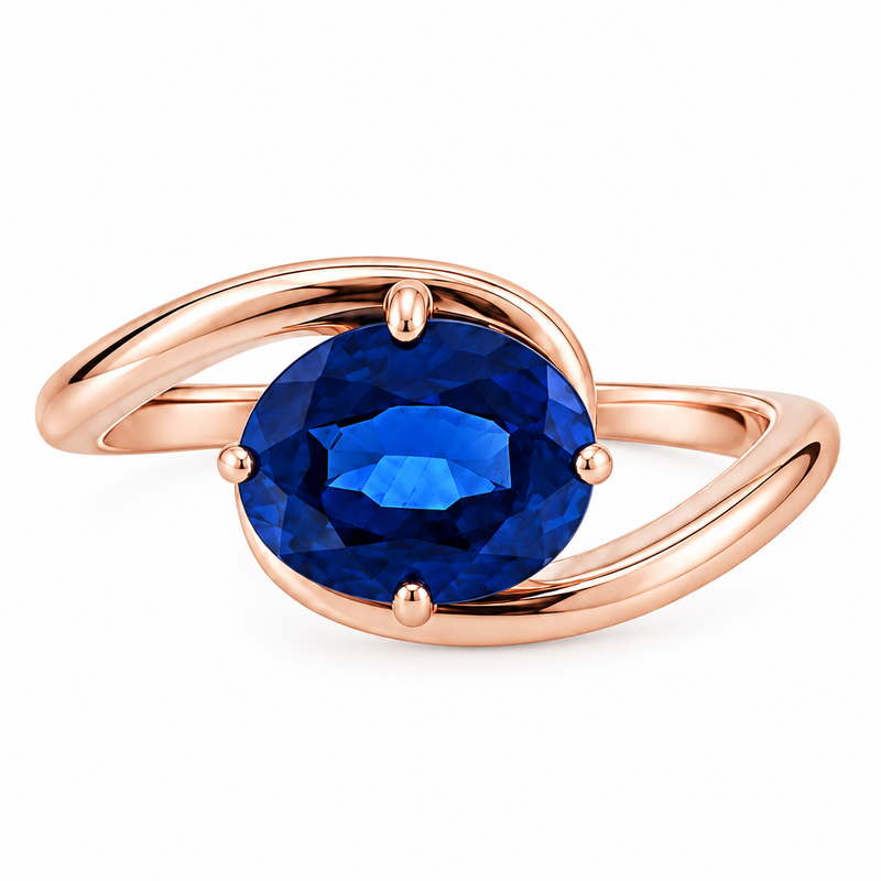 14K Gold Sapphire Bypass Ring, view 2